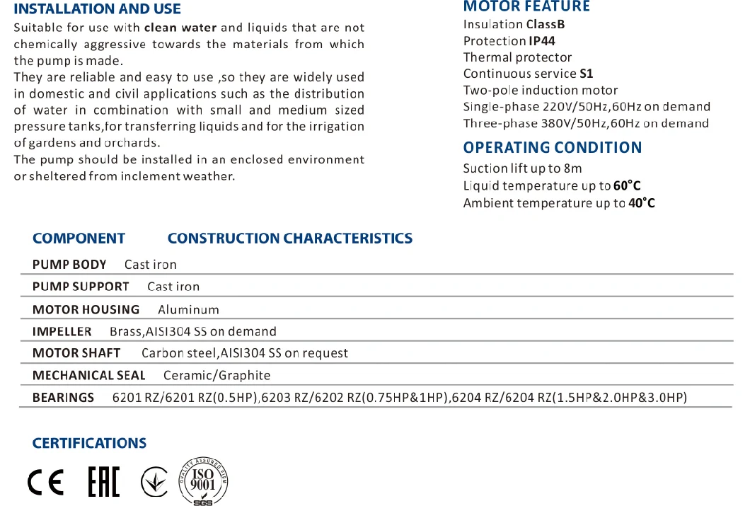 Werto Cp-158 Wholesale High Flow High Quality High Pressure Home Appliance Centrifugal Water Pump